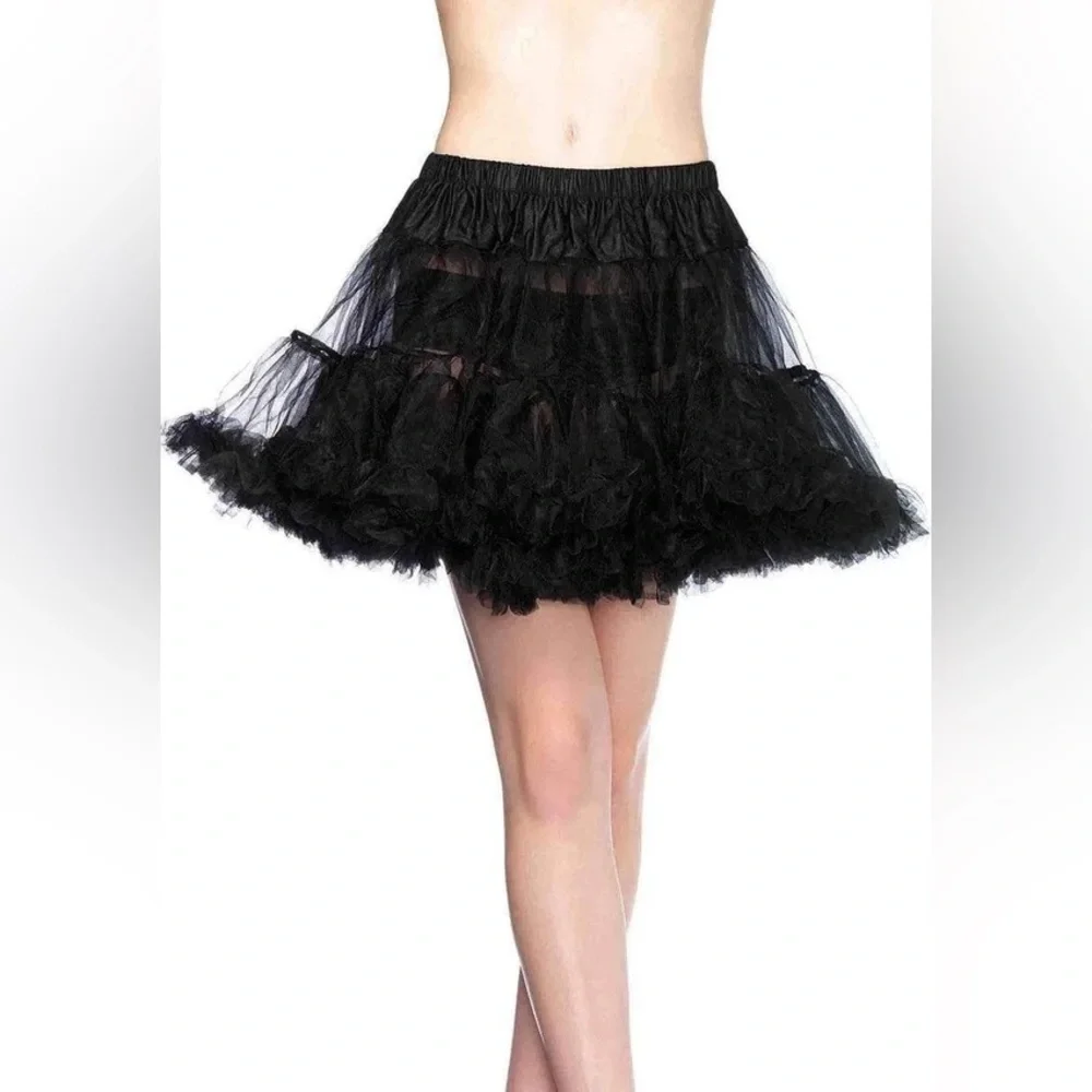 Leg Avenue Layered Tulle Petticoat Skirt in Black - Size 1X-2X